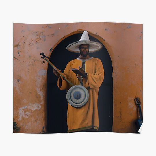 Discover Art man with jalaba at Morocco المغرب, Maroc, Kingdom of Morocco, Royaume Du Maroc Premium Matte Vertical Poster