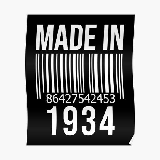 Discover Made in 1934 Barcode Premium Matte Vertical Poster