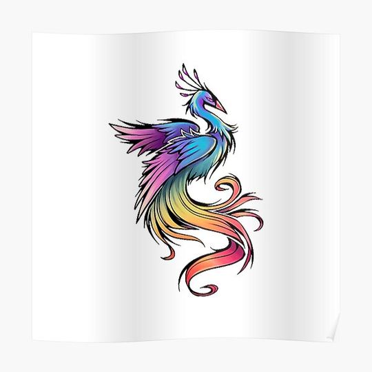 Discover elegant phoenix bird tattoo Premium Matte Vertical Poster