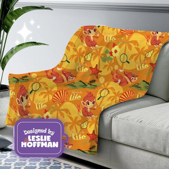 Discover Buizel Beach PKM.yellow.Blanket, Fleece Blanket