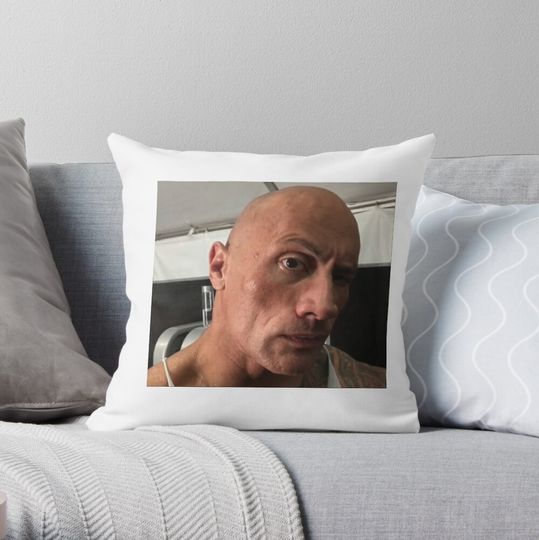 Discover Dwayne The Rock Johnson eyebrow raise meme Throw Pillow