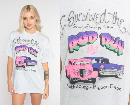Discover Hot Rod T-Shirt 1992 Great Smokey Mountains Rod Run Shirt 90s