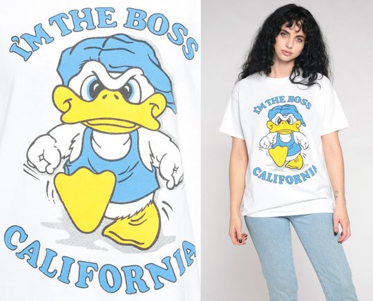 Discover California Duck Shirt 00s I'm The Boss TShirt Graphic Cartoon Animal