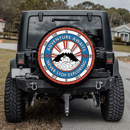 Discover Spare Tire Cover Compass, Adventure Awaits Mountain Compass Spare Tire Cover