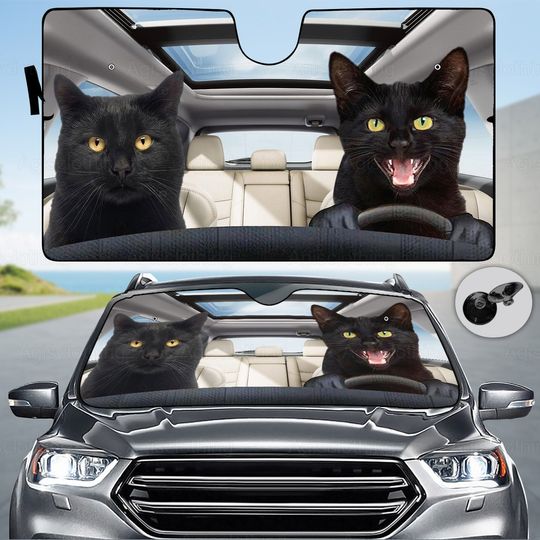 Discover Black Cat Car Sunshade, Cat Car Auto Sun Shade
