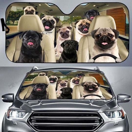 Discover Pug Car Sunshade, Pug Car Windshield