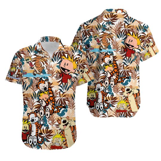 Discover Calvin And Hobbes Summer Hawaiian Shirt/ Cartoon Summer Hawaiian Shirt