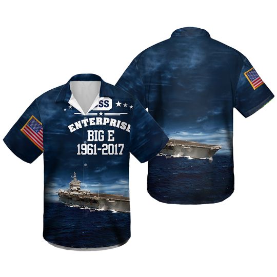 Discover Navy USS Enterprise CVN-65 Enterprise Class Hawaiian Shirt
