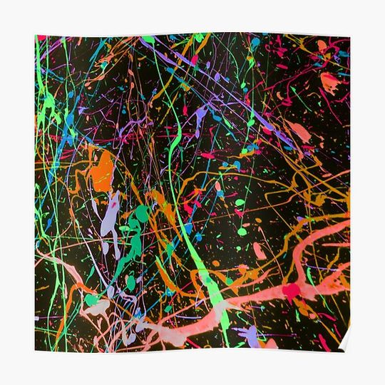 Discover Neon Paint, Club Rainbow Splashes of Paint Premium Matte Vertical Poster