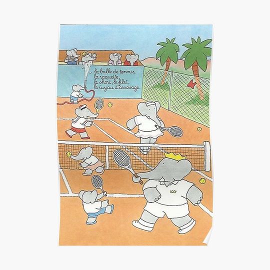 Discover Babar au tennis Premium Matte Vertical Poster