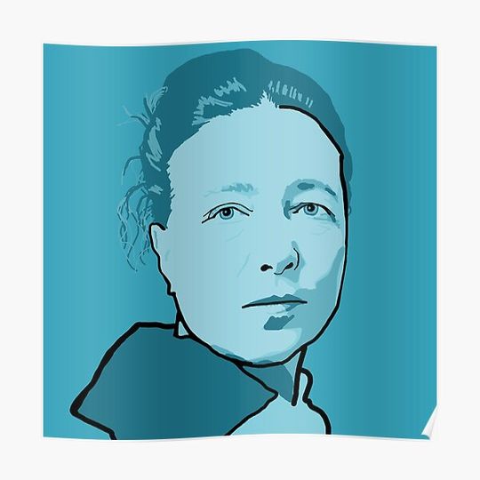 Discover Simone de Beauvoir Blue Portrait Premium Matte Vertical Poster