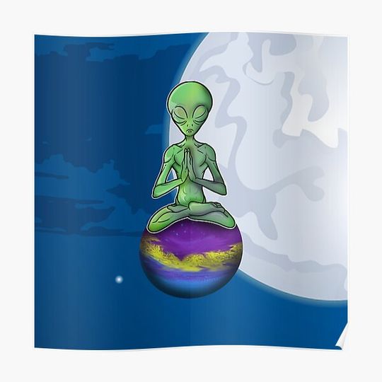 Discover Green Aliens Love Yoga Premium Matte Vertical Poster