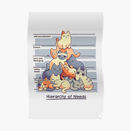 Discover Hierarchy of Needs // Cats, Psychology, Maslow Pyramid Premium Matte Vertical Poster