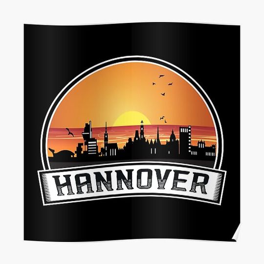 Discover Hannover Germany Skyline Vintage Sunset Travel Souvenir Premium Matte Vertical Poster