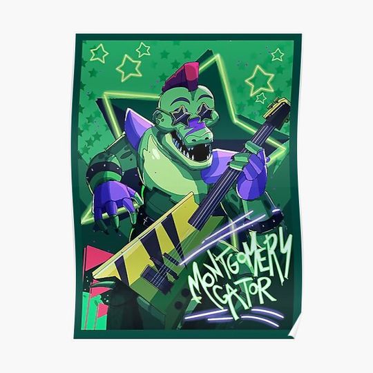 Discover Fnaf Monty Montgomery Gator Five Nights Security poster Premium Matte Vertical Poster