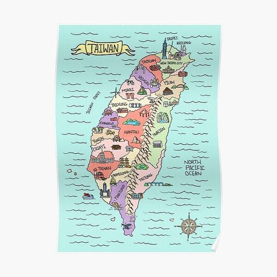 Discover Colorful Taiwan Map Premium Matte Vertical Poster