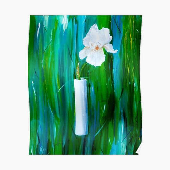 Discover Single Iris in a Vase Premium Matte Vertical Poster