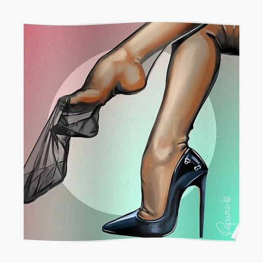 Discover Beautiful nylons and high heels Premium Matte Vertical Poster
