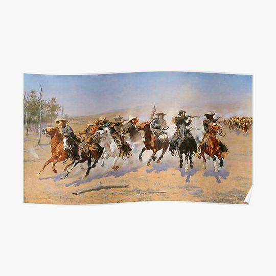 Discover Frederic Remington - A Dash for the Timber (1889) Premium Matte Vertical Poster
