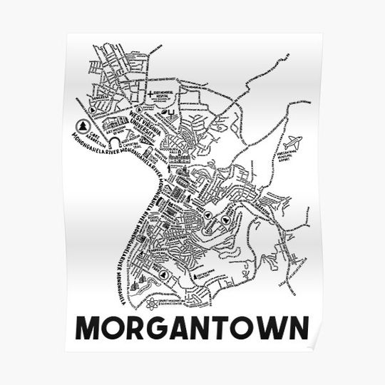 Discover Morgantown Map Premium Matte Vertical Poster