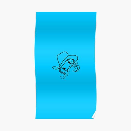 Discover blue background with cute cowgirl Premium Matte Vertical Poster