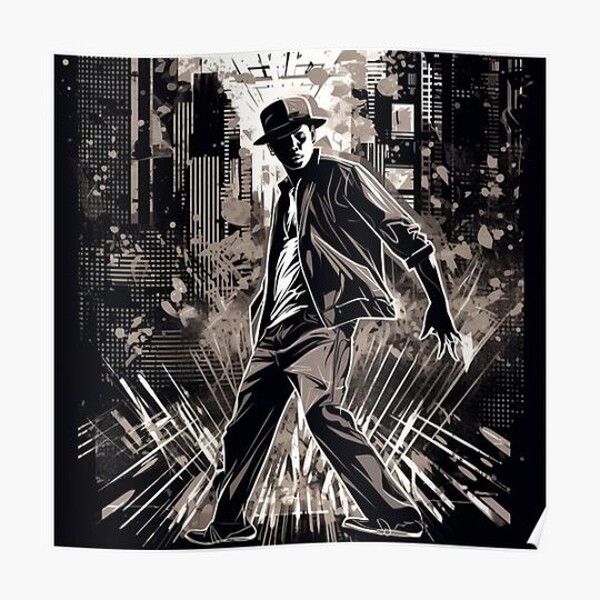 Discover Graffiti Noir Image Design - A Fusion of Hip Hop Dance and Film Noir Aesthetic Premium Matte Vertical Poster