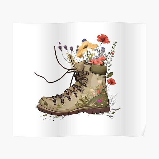 Discover wildflower hiking boots Premium Matte Vertical Poster
