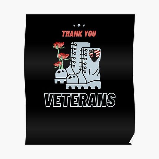Discover Thank you veterans combat boots poppy flower, Veterans Day Gifts Premium Matte Vertical Poster