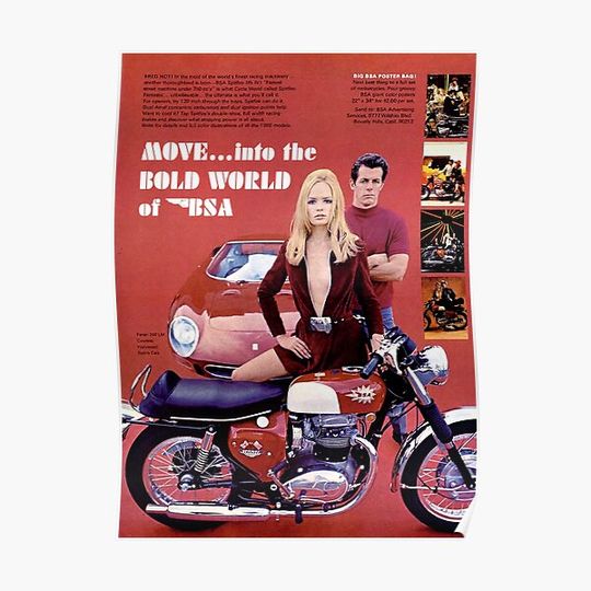 Discover 1968 BSA Motorcycle Print Ad Poster Premium Matte Vertical Poster