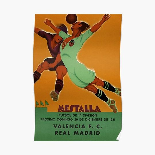 Discover Vintage Spanish Futbol Soccer Championship sport ad Premium Matte Vertical Poster