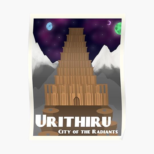 Discover Travel poster for Urithiru from the Stormlight archives Premium Matte Vertical Poster