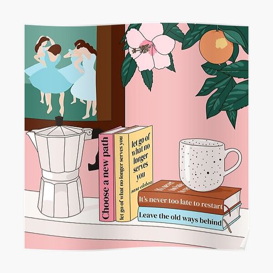 Discover Books and coffee by Sasa Elebea Premium Matte Vertical Poster