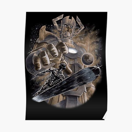 Discover Silver Surfer & Galactus Premium Matte Vertical Poster
