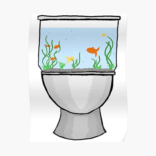 Discover Fish Bowl Toilet Premium Matte Vertical Poster