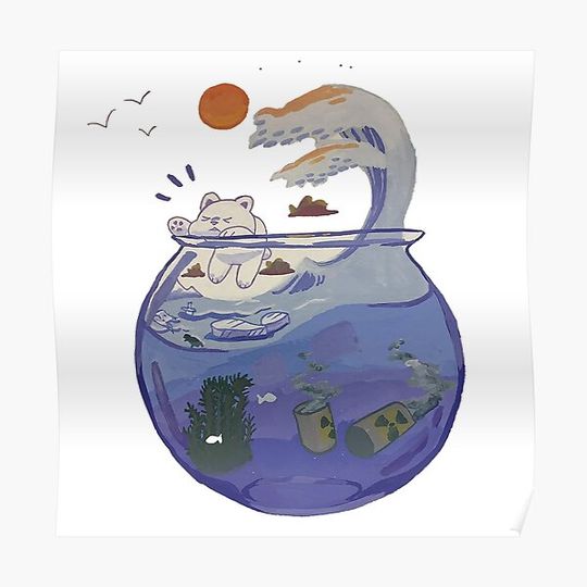 Discover Toxic Waste Fish Bowl Premium Matte Vertical Poster