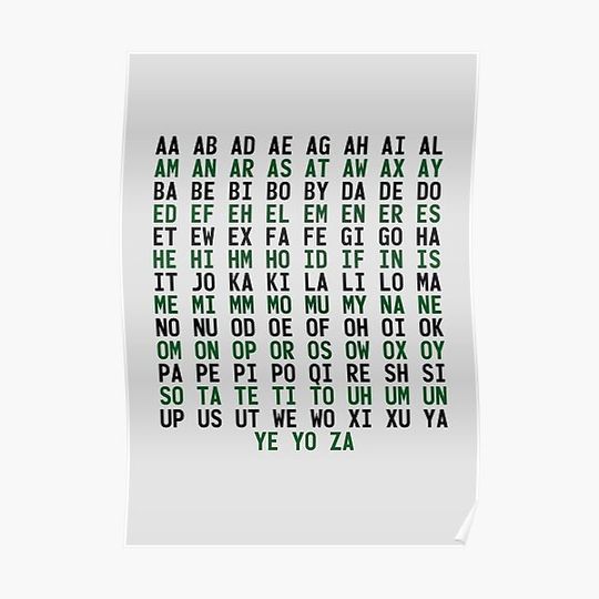 Discover Two-Letter Words - Word Games T-Shirts, Mugs etc. Premium Matte Vertical Poster
