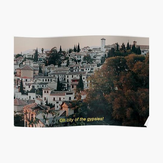 Discover Granada Sunset City Landscape - Lorca Gypsy Poem Premium Matte Vertical Poster