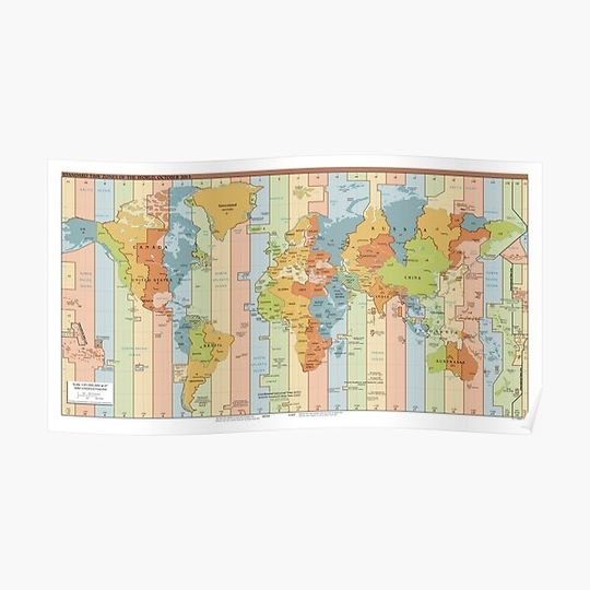 Discover World Traveler Time Zones of Europe and Africa Premium Matte Vertical Poster