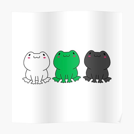 Discover Cute Subtle Neutrois Pride Frogs, Discreet Neutral Gender Flag Premium Matte Vertical Poster