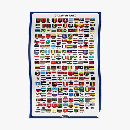 Discover All Flags Country Of The World Premium Matte Vertical Poster