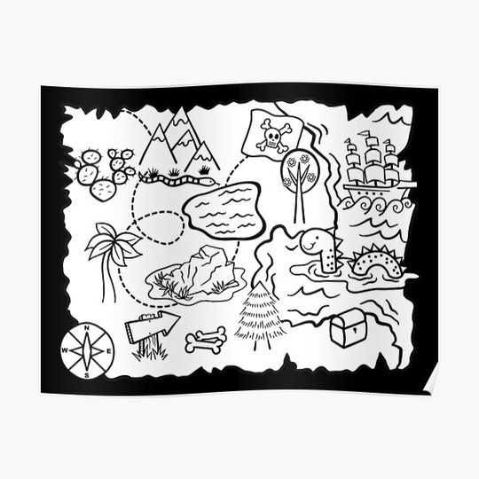 Discover Kids Treasure Map Premium Matte Vertical Poster
