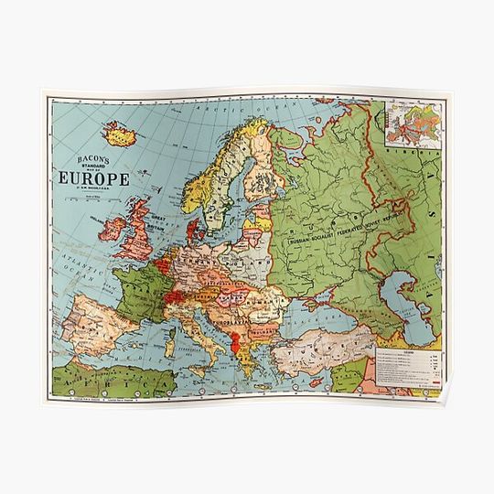 Discover Standard Map of Europe Premium Matte Vertical Poster