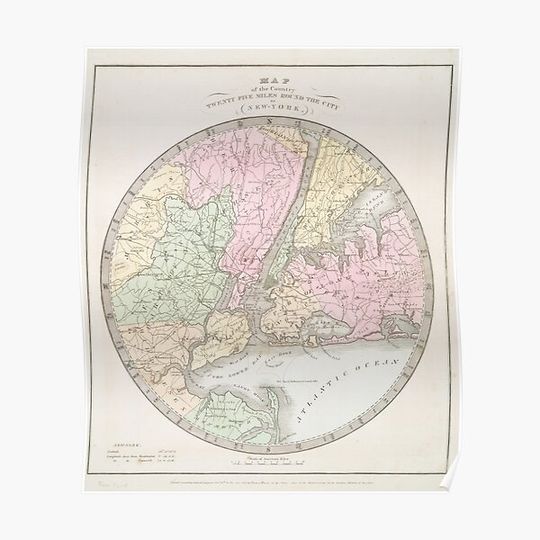 Discover 1835 Map of New York and Surrounds Premium Matte Vertical Poster