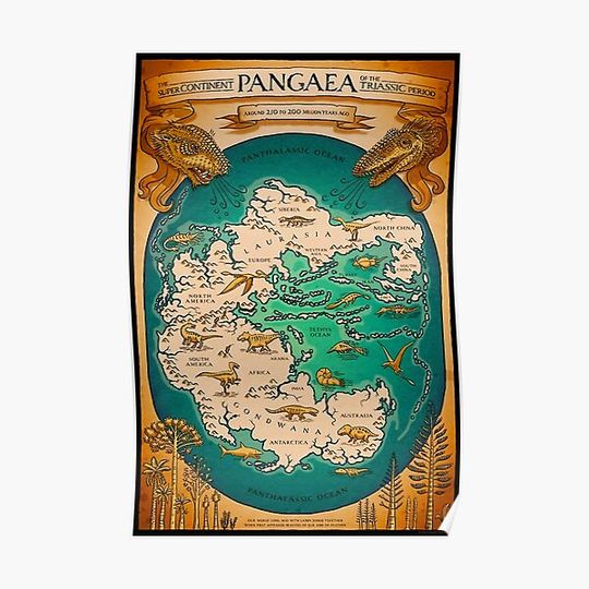 Discover Map of the supercontinent Pangaea Premium Matte Vertical Poster