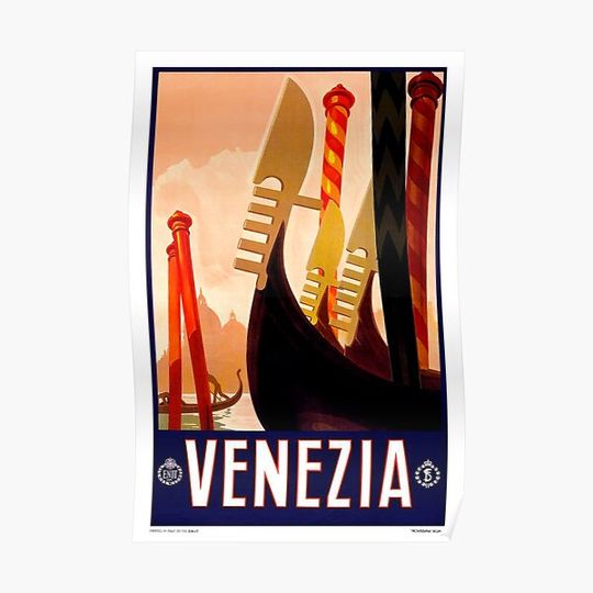 Discover Vintage Venezia Italy Travel Poster Premium Matte Vertical Poster