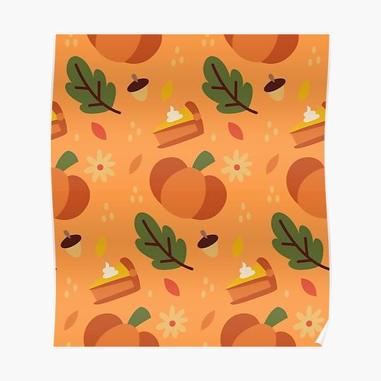 Discover Fall Autumn Leaves Pattern Premium Matte Vertical Poster