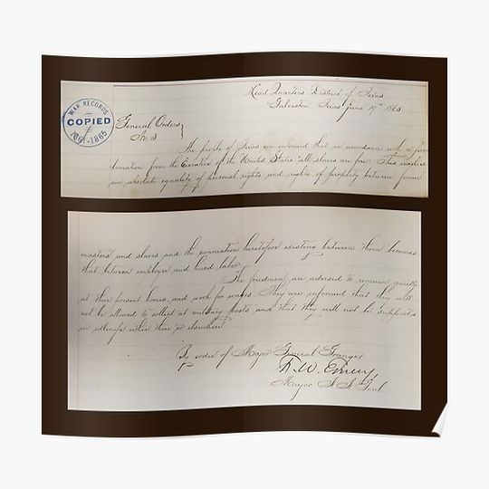 Discover Original General Order 3. June 19th 1865 Juneteenth Premium Matte Vertical Poster