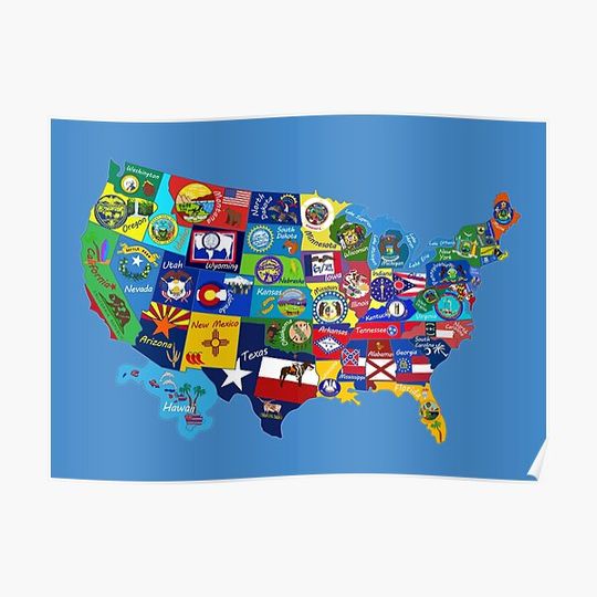 Discover USA MAP Premium Matte Vertical Poster
