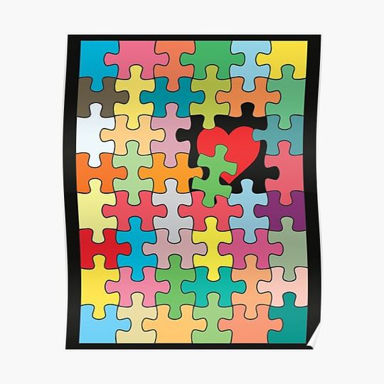 Discover Puzzle Heart Premium Matte Vertical Poster