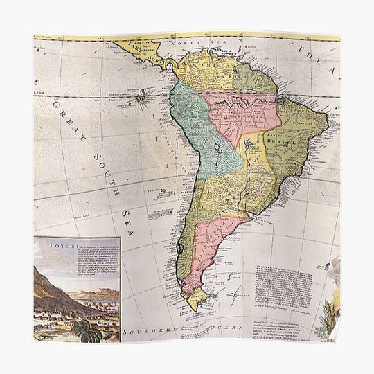 Discover Old Maps of The World | South America Vintage Map Premium Matte Vertical Poster